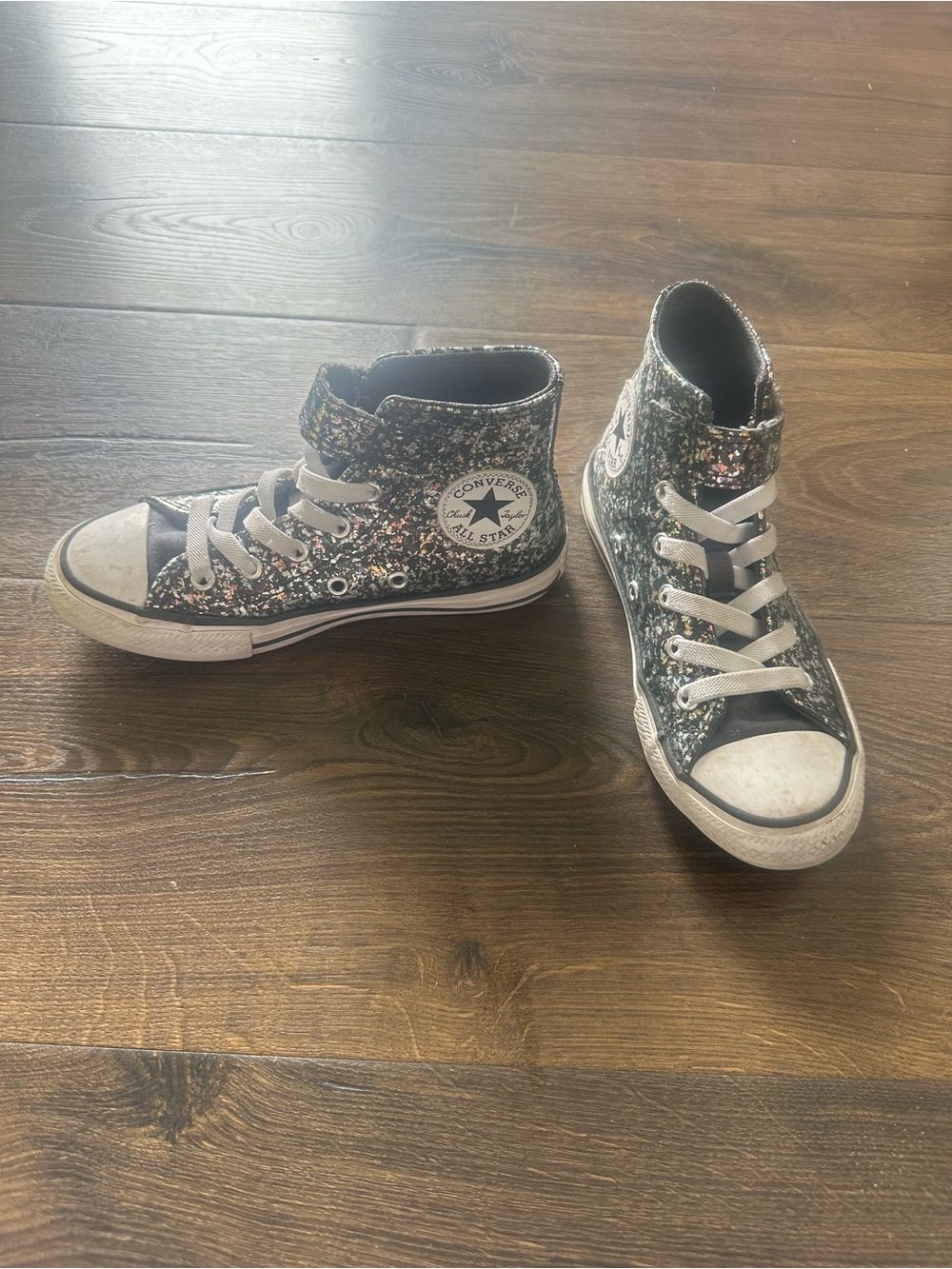 Converse Kids' High-Top Glitter Sneakers in Black and Silver